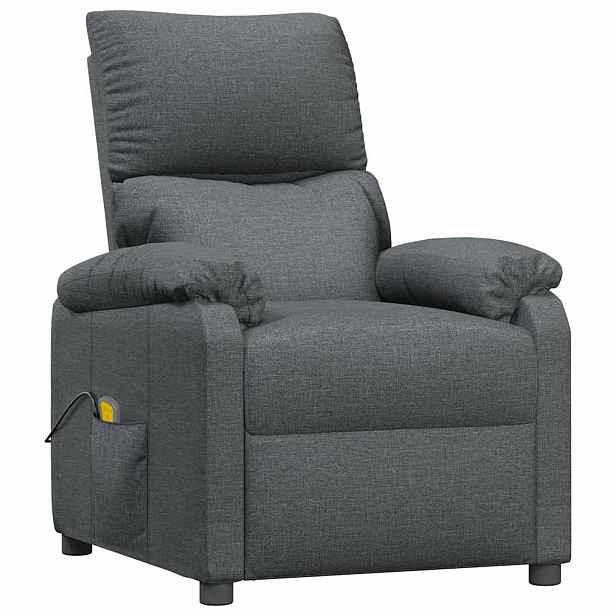 vidaXL Masážní křeslo tmavě šedé textil