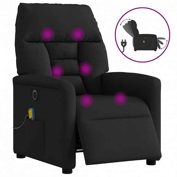 vidaXL Elektrické masážní polohovací křeslo černé textil
