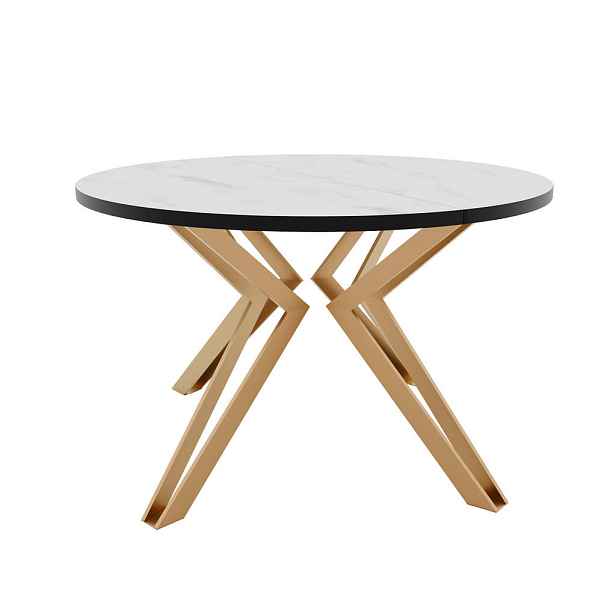 Idohome JÍDELNÍ STŮL RAMIRO 100 cm rozkládací z MDF, zlatý / Bianco