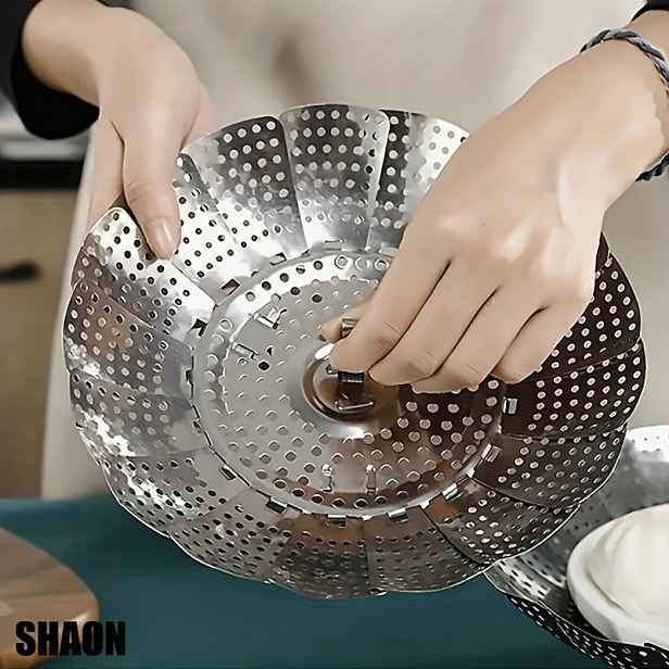 TEMU SHAON 1ks Skládací napařovač z nerezové oceli - Multifunkční skládací vařicí rošt, vhodný pro kuchyně a restaurace