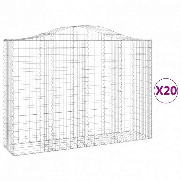 vidaXL Klenuté gabionové koše 20ks 200x50x140/160cm pozinkované železo