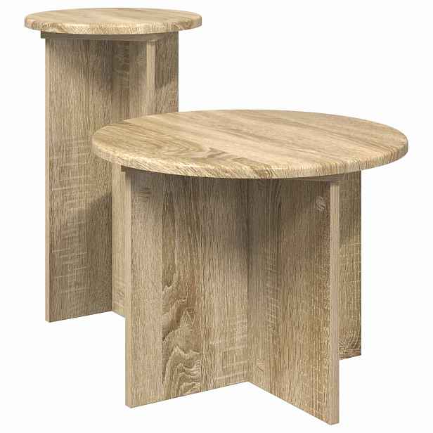 vidaXL Sada odkládacích stolků 2 ks Dub sonoma Ø 45 x 35 cm