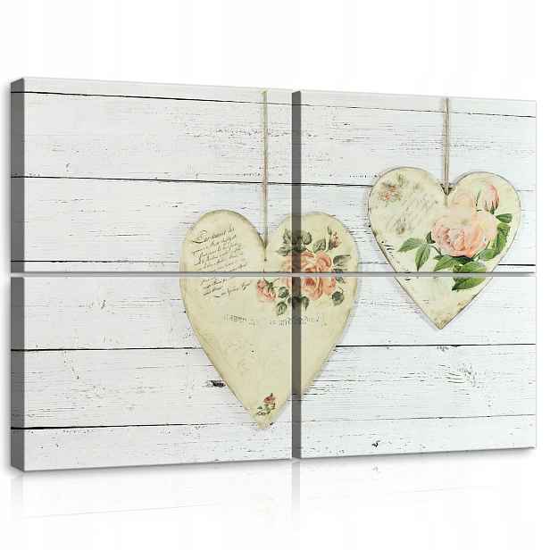 Obraz 120x80 Romantický výzdoba domu srdce květiny shabby chic láska