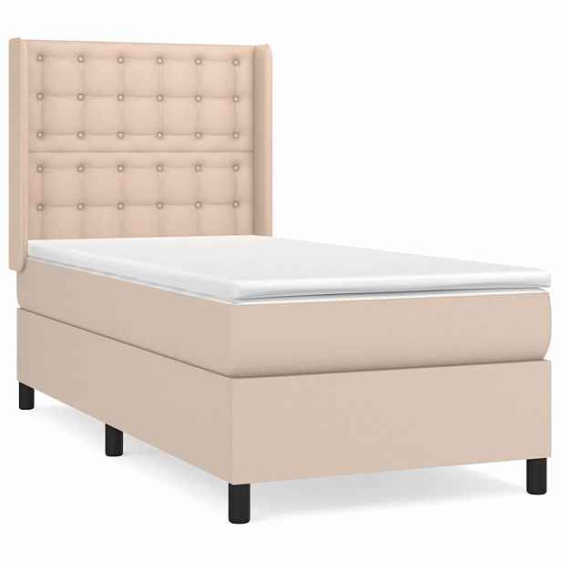 vidaXL Box spring postel s matrací cappuccino 90x200 cm umělá kůže