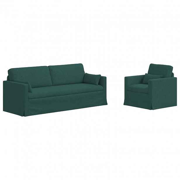 vidaXL Set pohovek 2 ks Tmavě zelená textil