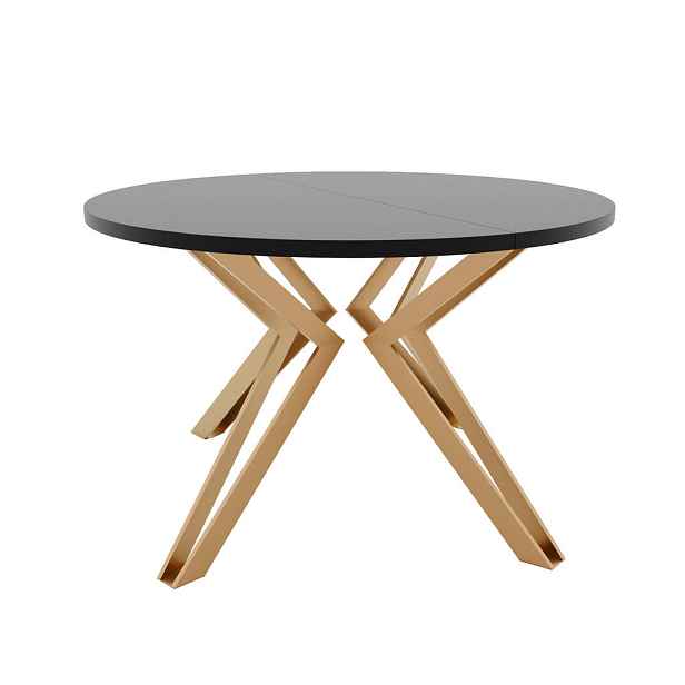 Idohome JÍDELNÍ STŮL RAMIRO 100 cm rozkládací z MDF, zlatý / černý Molet