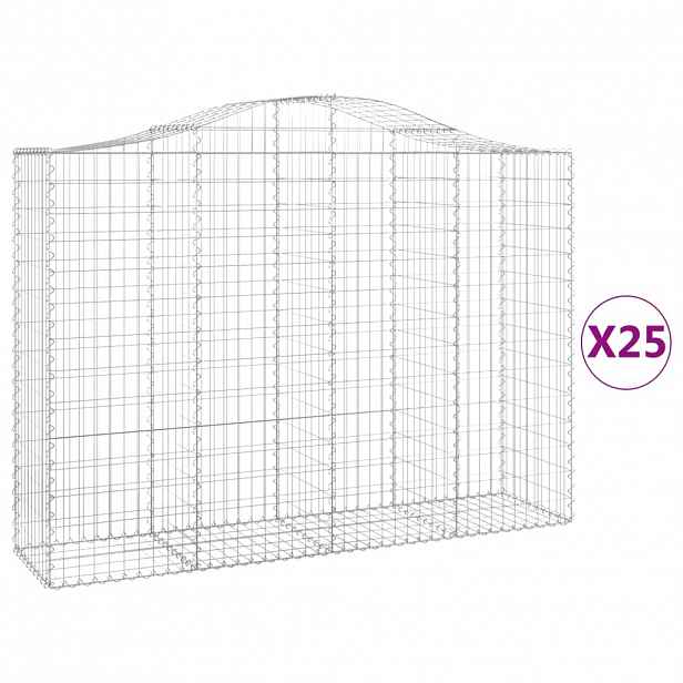 vidaXL Klenuté gabionové koše 25ks 200x50x140/160cm pozinkované železo
