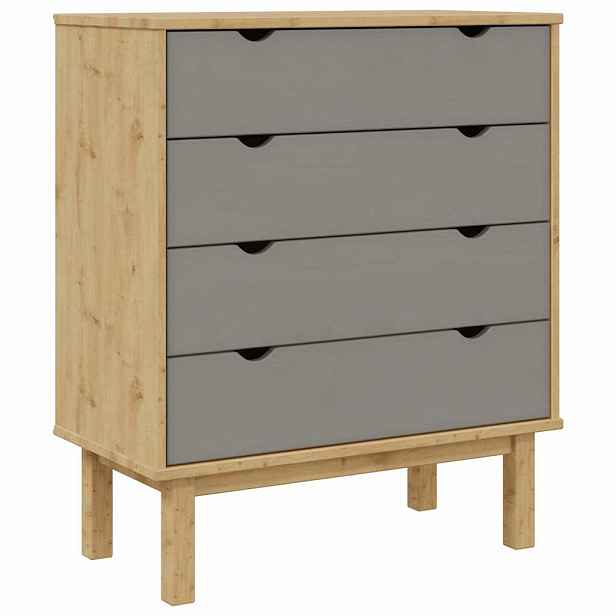 vidaXL Zásuvková komoda OTTA hnědá/šedá 76,5x39,5x90 cm borové dřevo