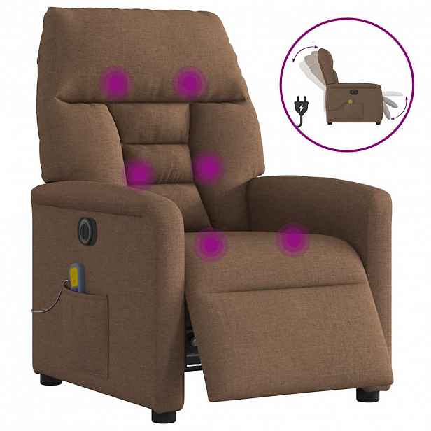 vidaXL Elektrické masážní polohovací křeslo hnědé textil