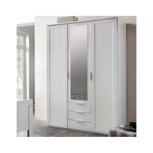 Šatní skříň Nadja, 135 cm, bílá/zrcadlo