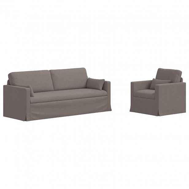 vidaXL Set pohovek 2 ks Taupe textil