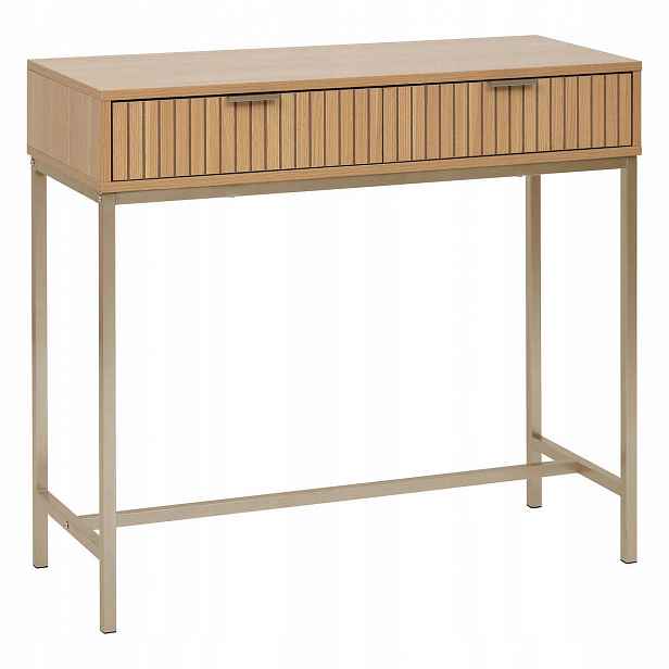 Konzolový Stolek Z Hnědého Mdf Kovu Se Dvěma Zásuvkami Tasso 80,5X35X90 CM, Do 5 Kg