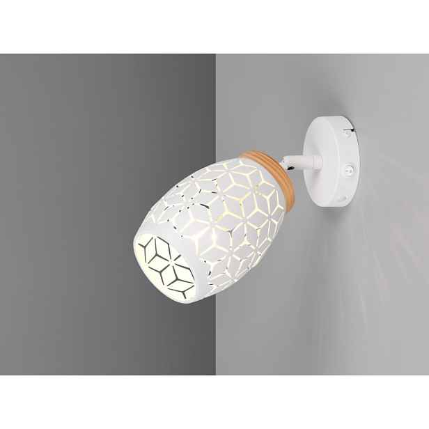 Nástěnná lampa Bidar, bílý kov/dřevo