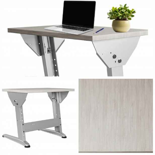 Regulovatelný psací stůl 69,5 x 50 cm ergonomický borovice bělená stříbrná