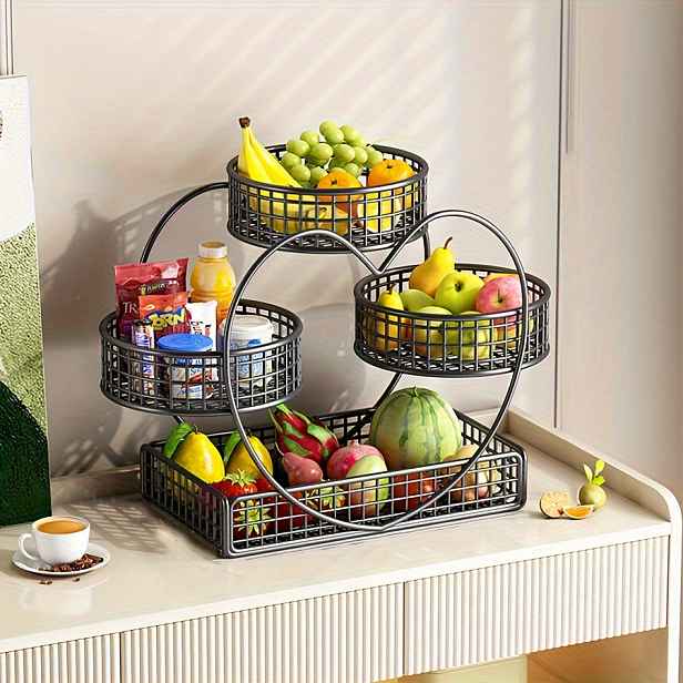 TEMU Kosmetická košík ve tvaru srdce, 3 , kovový - Odolný, elegantní stojan na ovoce, zeleninu, chléb, svačiny a cukrovinky | Perfektní středobod na