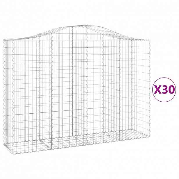 vidaXL Klenuté gabionové koše 30ks 200x50x140/160cm pozinkované železo