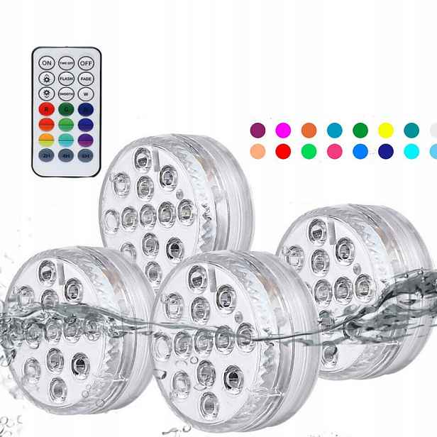 Osvětlení Zahradního Bazénu Bazénové Lampy 4 Kusy S dálkovým ovládáním
