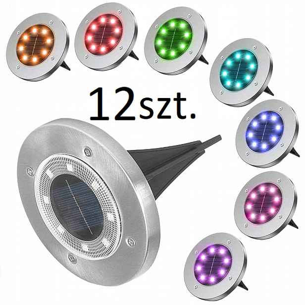 Solární Lampa Zahradní Lampy Rgb 12 ks