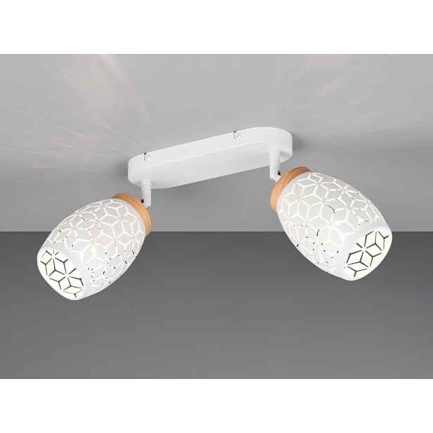 Stropní/nástěnné osvětlení Bidar, bílý kov/dřevo