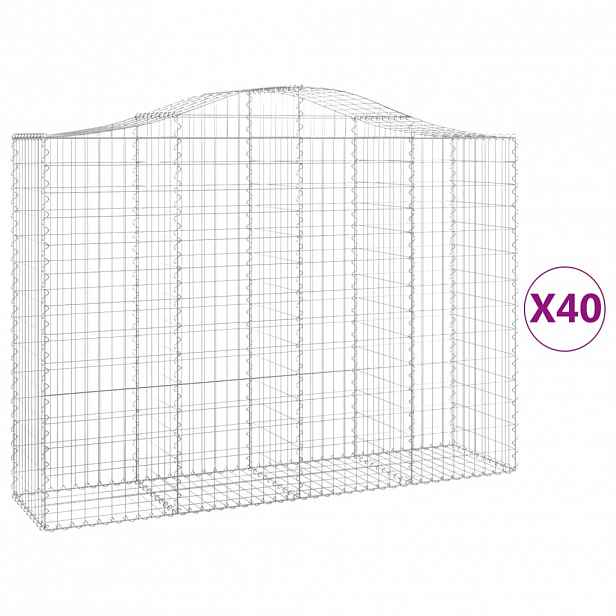 vidaXL Klenuté gabionové koše 40ks 200x50x140/160cm pozinkované železo
