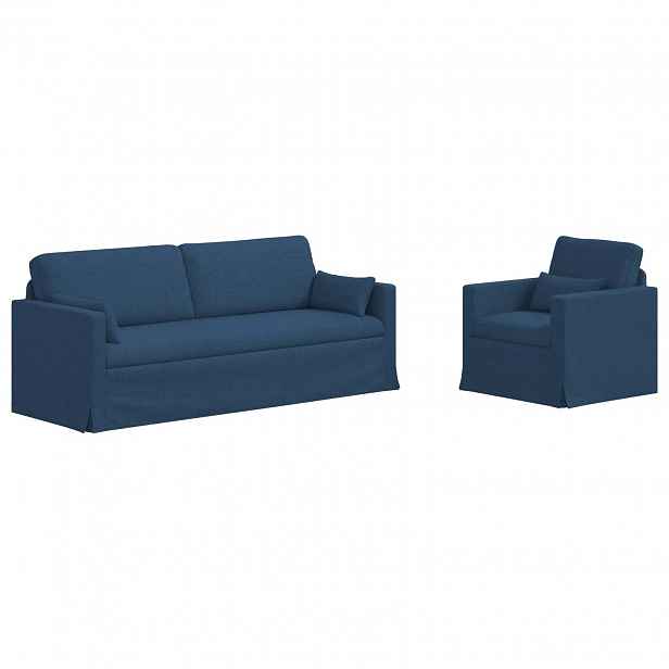 vidaXL Set pohovek 2 ks Modrá textil