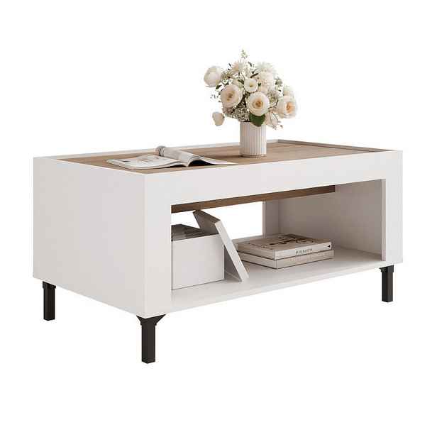 Idohome KONFERENČNÍ STOLEK AVENA 97/56/47 cm obdélníkový, bílý / dub