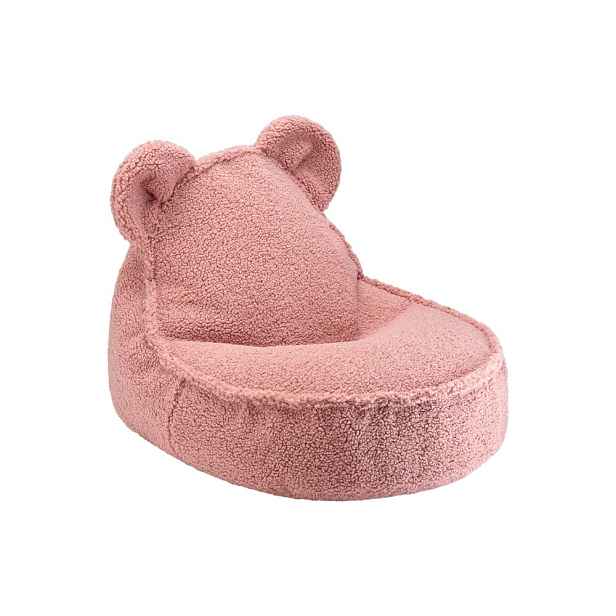 Růžový dětský sedací vak z textilie bouclé Bear – Wigiwama
