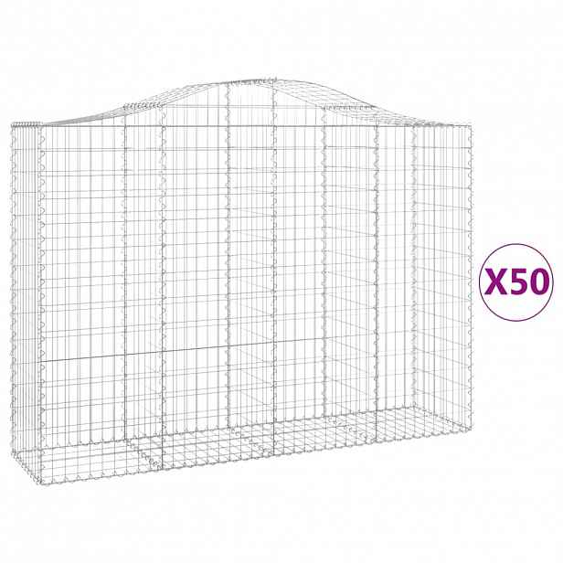vidaXL Klenuté gabionové koše 50ks 200x50x140/160cm pozinkované železo