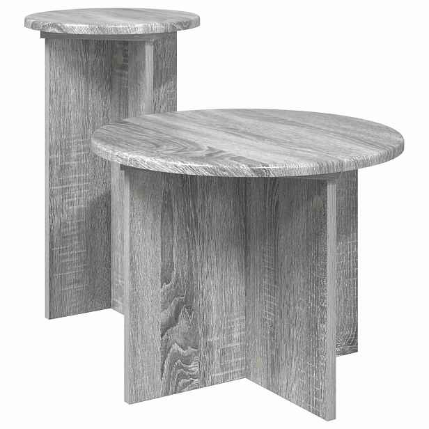 vidaXL Sada odkládacích stolků 2 ks Šedá sonoma Ø 45 x 35 cm