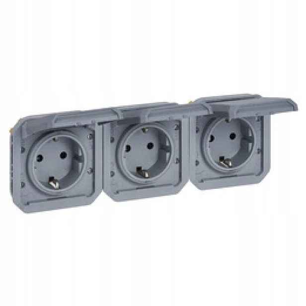 Nové Plexo Schuko horizontální zásuvka, mechanismus šedý Legrand 069578L