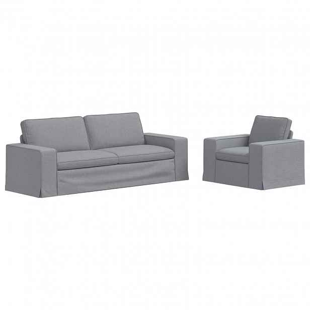 vidaXL Set pohovek 2 ks Světle šedá textil