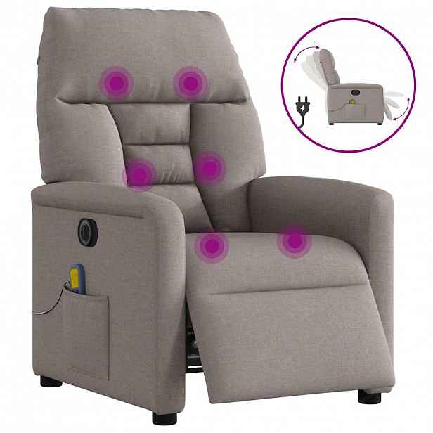 vidaXL Elektrické masážní polohovací křeslo taupe textil