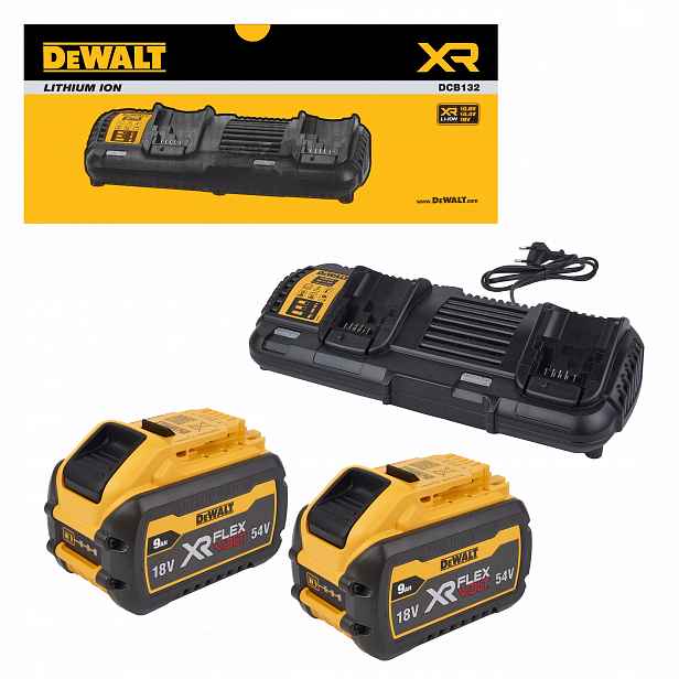 Dewalt DCB132X2 2 Akumulátory 9,0 Ah 54 V Nabíječka