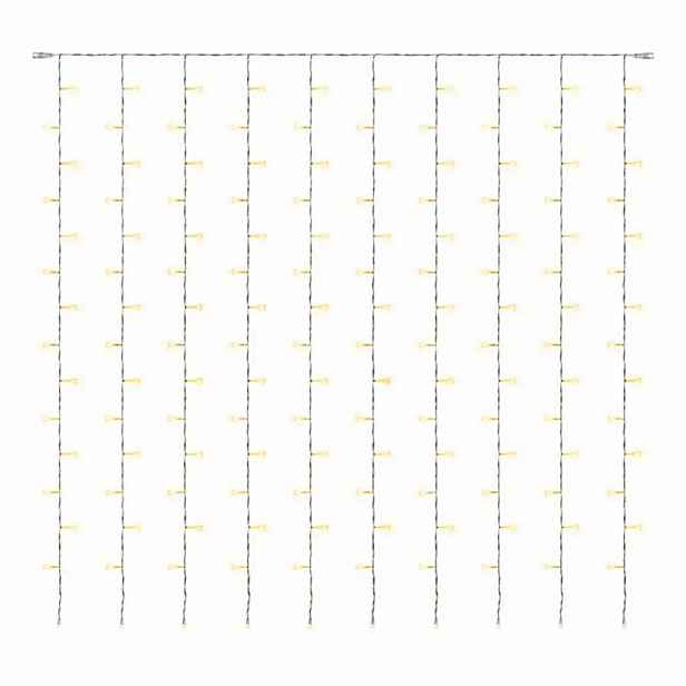 Hobby Line LED světelný závěs do okna, 200 × 200 cm, teple bílá, 200 diod, čirý kabel, IP20 do interiéru, prodlužovací