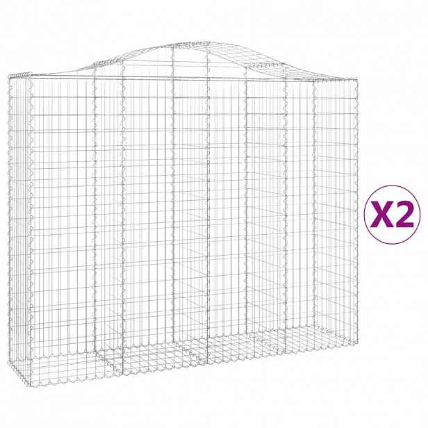 vidaXL Klenuté gabionové koše 2 ks 200x50x160/180cm pozinkované železo