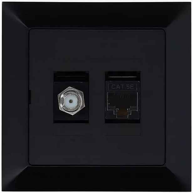 Zásuvka typu F + RJ-45 Medium černá