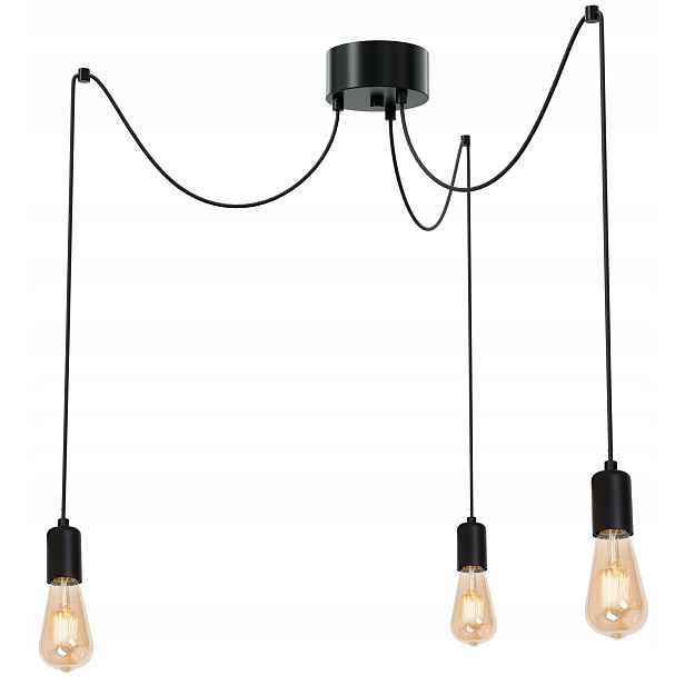 Závěsná lampa Spindel Černá 3xE27 klasický design do obývacího pokoje