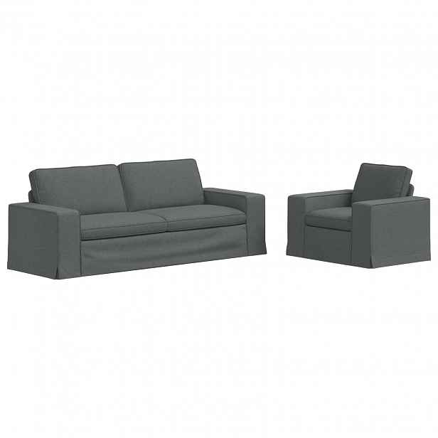 vidaXL Set pohovek 2 ks Tmavě šedá textil
