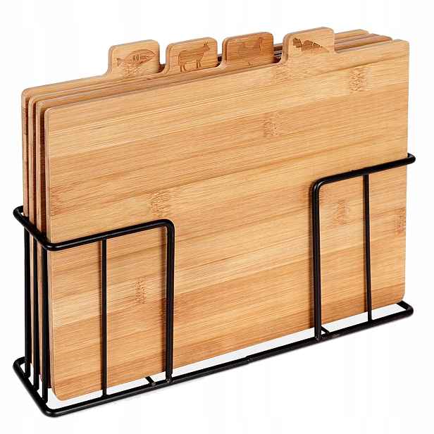 Sada 4x kuchyňská bambusová deska stojan Loft