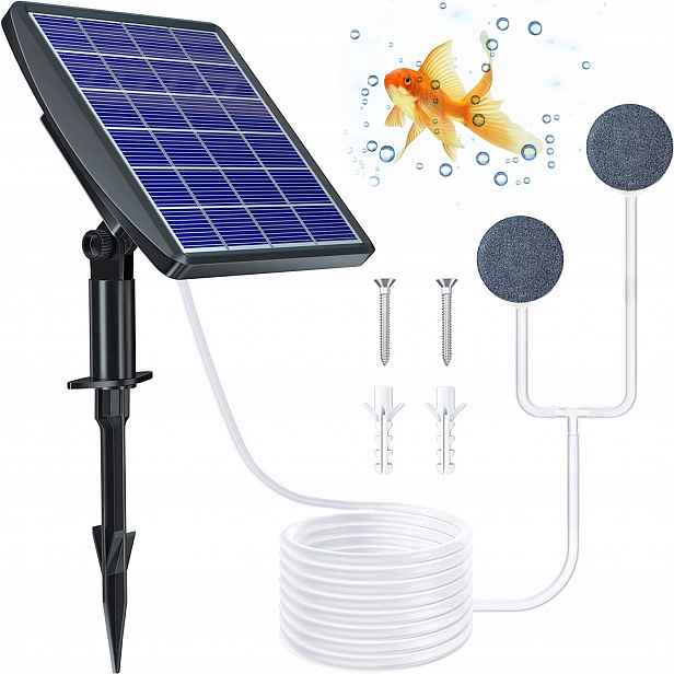 Solární Kyslíková Pumpa S Extrémně Tichým Okysličovačem A Velkými Bublinkami 2.5 W