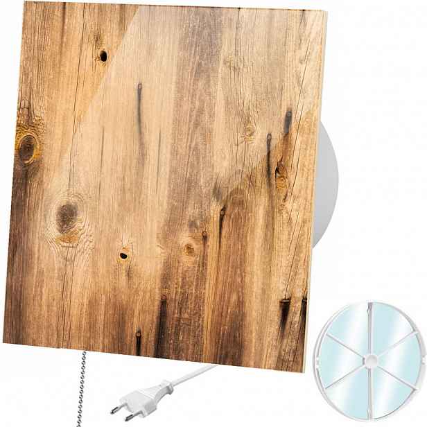 Ventilátor S Zpětným Ventilem Skleněný Dřevo Zástrčka A Vypínač Fi 125