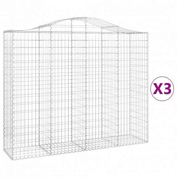 vidaXL Klenuté gabionové koše 3 ks 200x50x160/180cm pozinkované železo