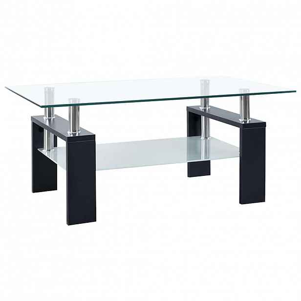 vidaXL Konferenční stolek černý a průhledný 95x55x40 cm tvrzené sklo