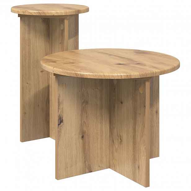vidaXL Sada odkládacích stolků 2 ks Dub artisan Ø 45 x 35 cm