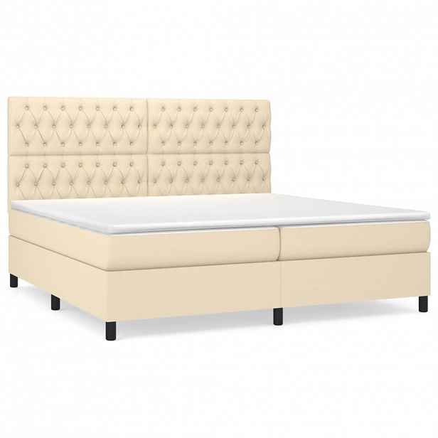 vidaXL Box spring postel s matrací krémová 200x200 cm textil