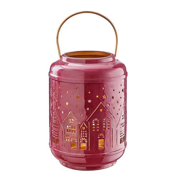 COZY HOME Lucerna kovová 23 cm - tm. růžová