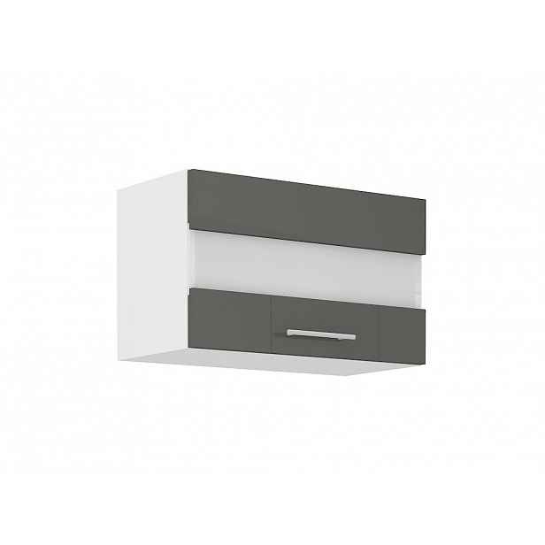 Horní kuchyňská skříňka s prosklením LAJLA - šířka 60 cm, šedá / bílá