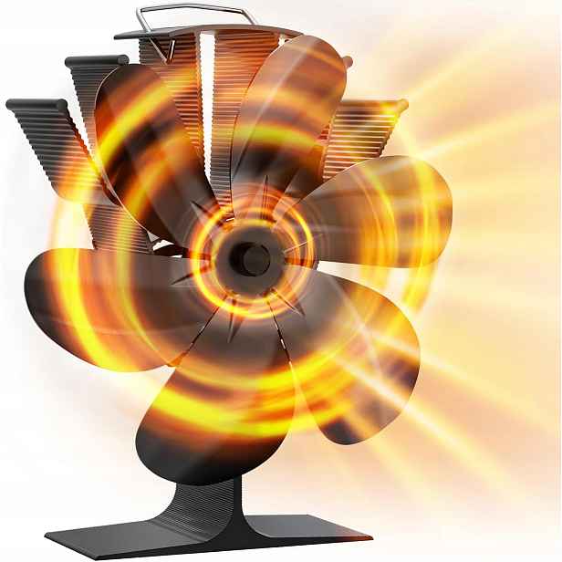 Krbový ventilátor Xyz Termoelektrický Černý Tichý Napájený Teplem