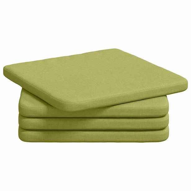 vidaXL Polštáře na sedadla 4 pcs Světlá zelená 40 x 40 x 3 cm textil