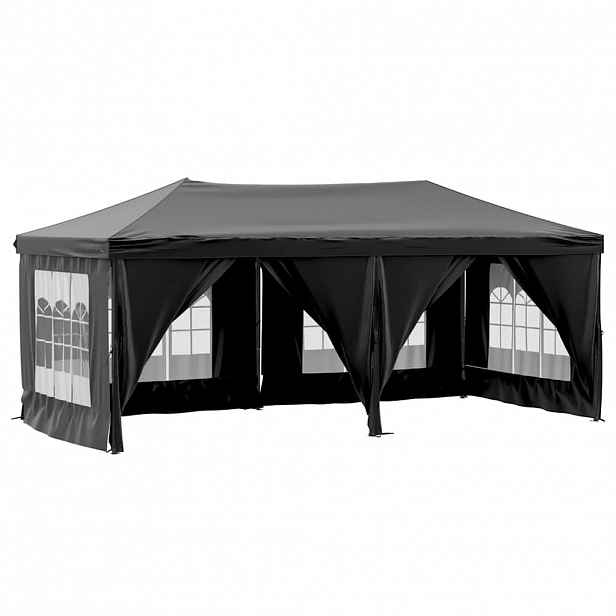 vidaXL Skládací party stan s bočními stěnami černý 3 x 6 m